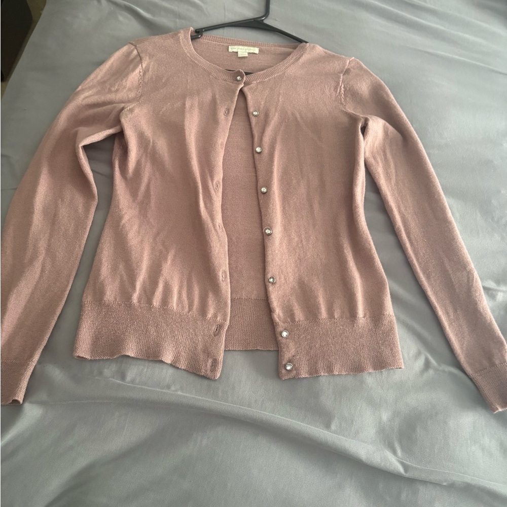 New York & Company Light Pink Button-Up Cardigan